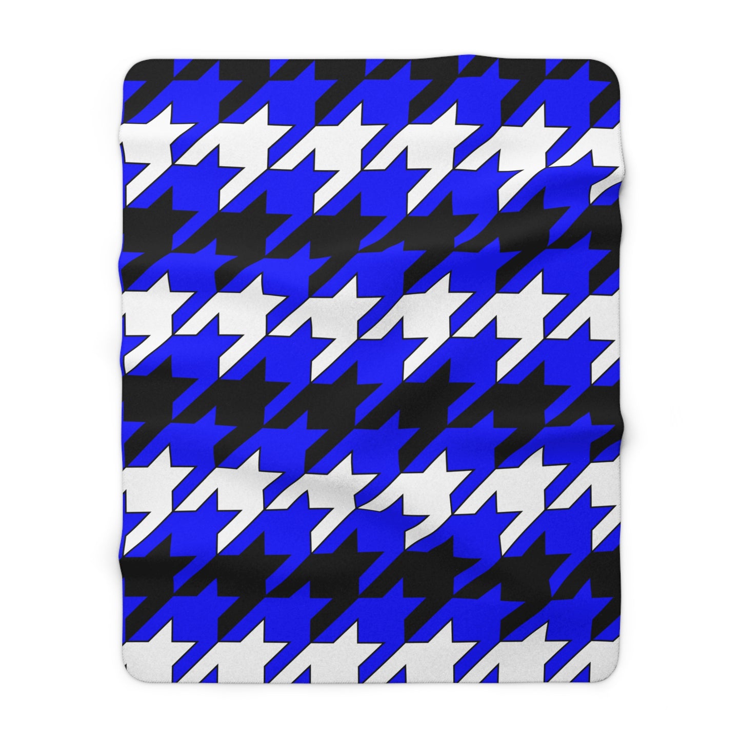 Blue, Black, White Retro Houndstooth Blanket Throw