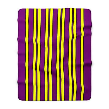 Purple, Yellow Retro Stripes Blanket Throw