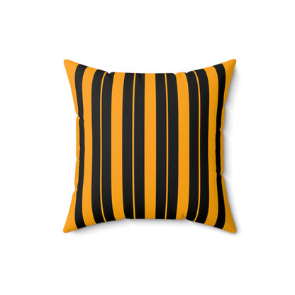 Orange, Black Retro Stripes Cushion Pillow