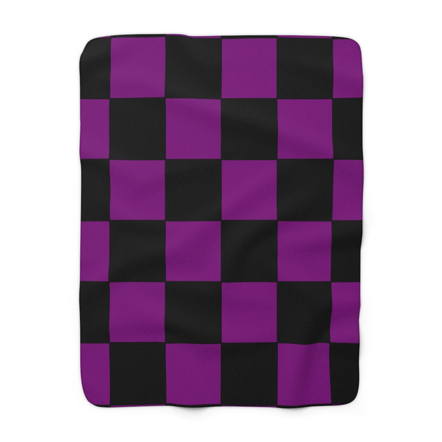 Purple, Black Retro Check Blanket Throw