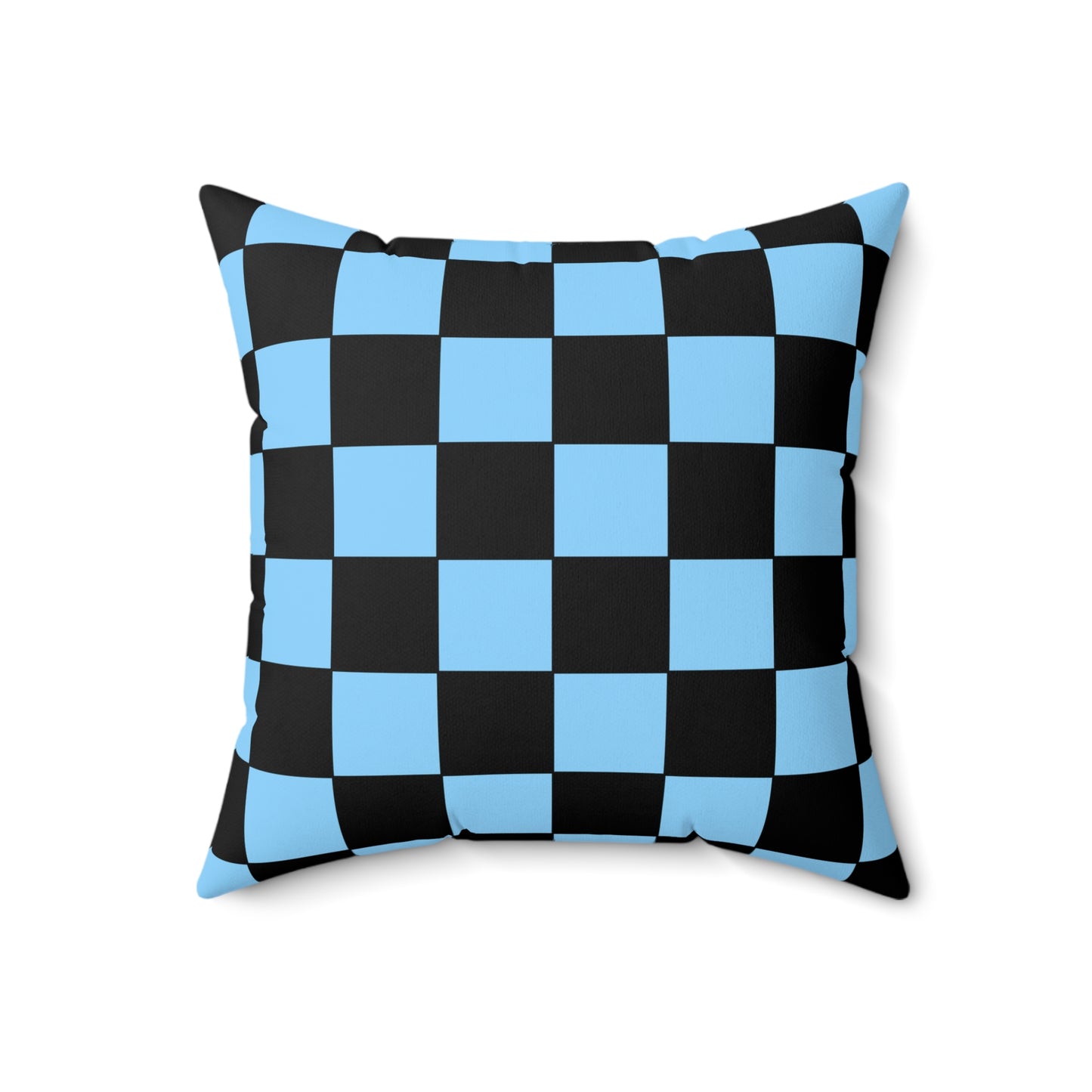 Light Blue, Black Retro Check Cushion Pillow