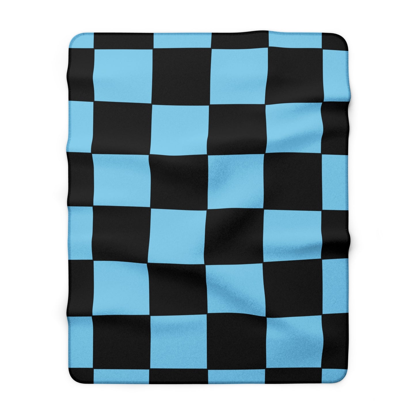 Sky Blue, Black Retro Check Blanket Throw