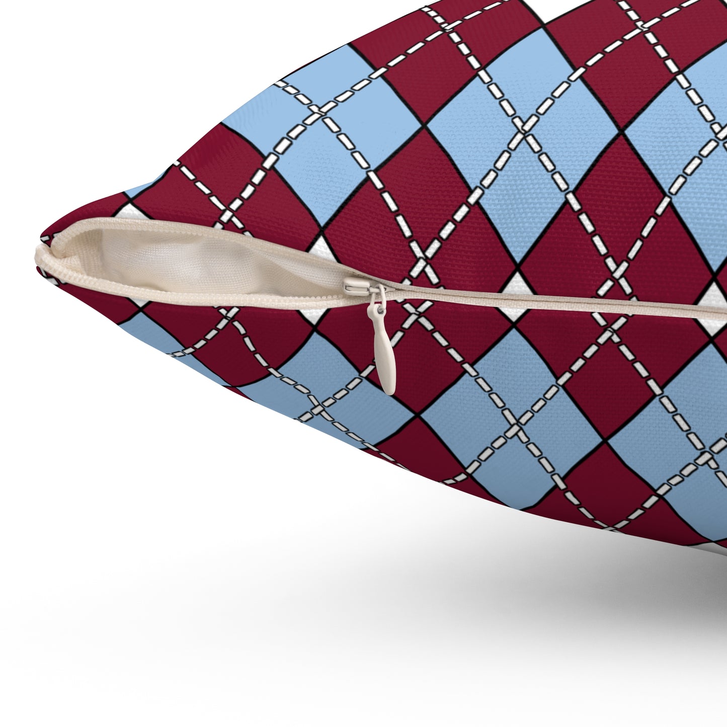 Claret, Blue, White Retro Argyle Cushion Pillow