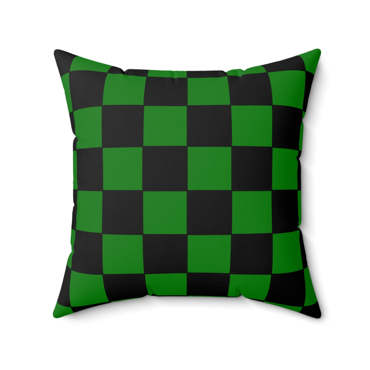 Green, Black Retro Check Cushion Pillow