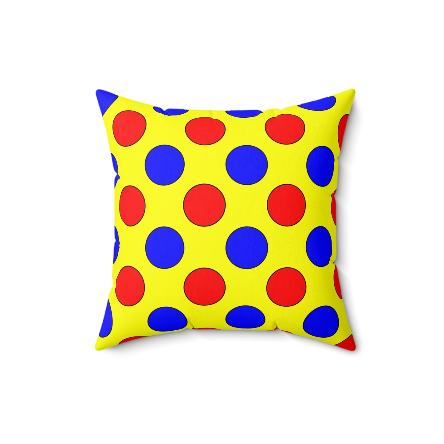 Yellow, Blue, Red Retro Polka Dots Cushion Pillow
