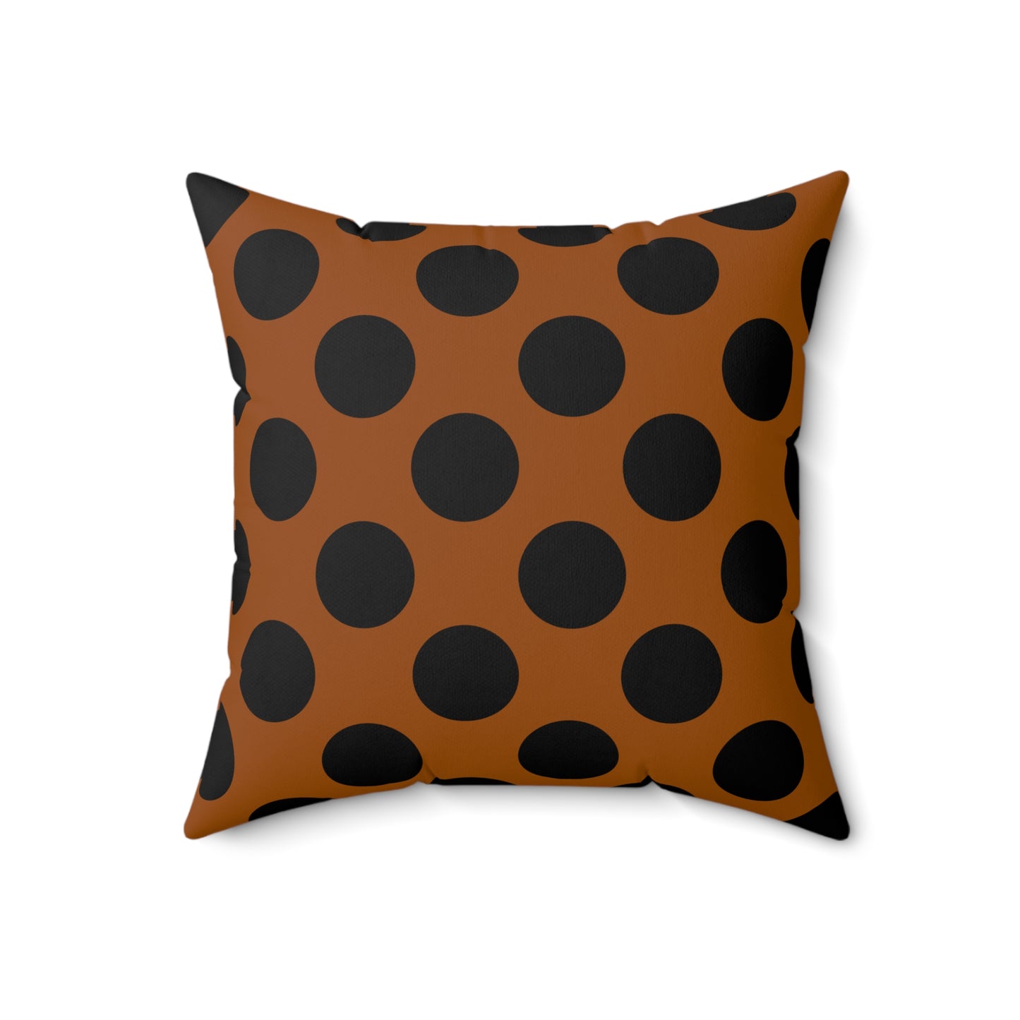 Brown, Black Retro Polka Dots Cushion Pillow