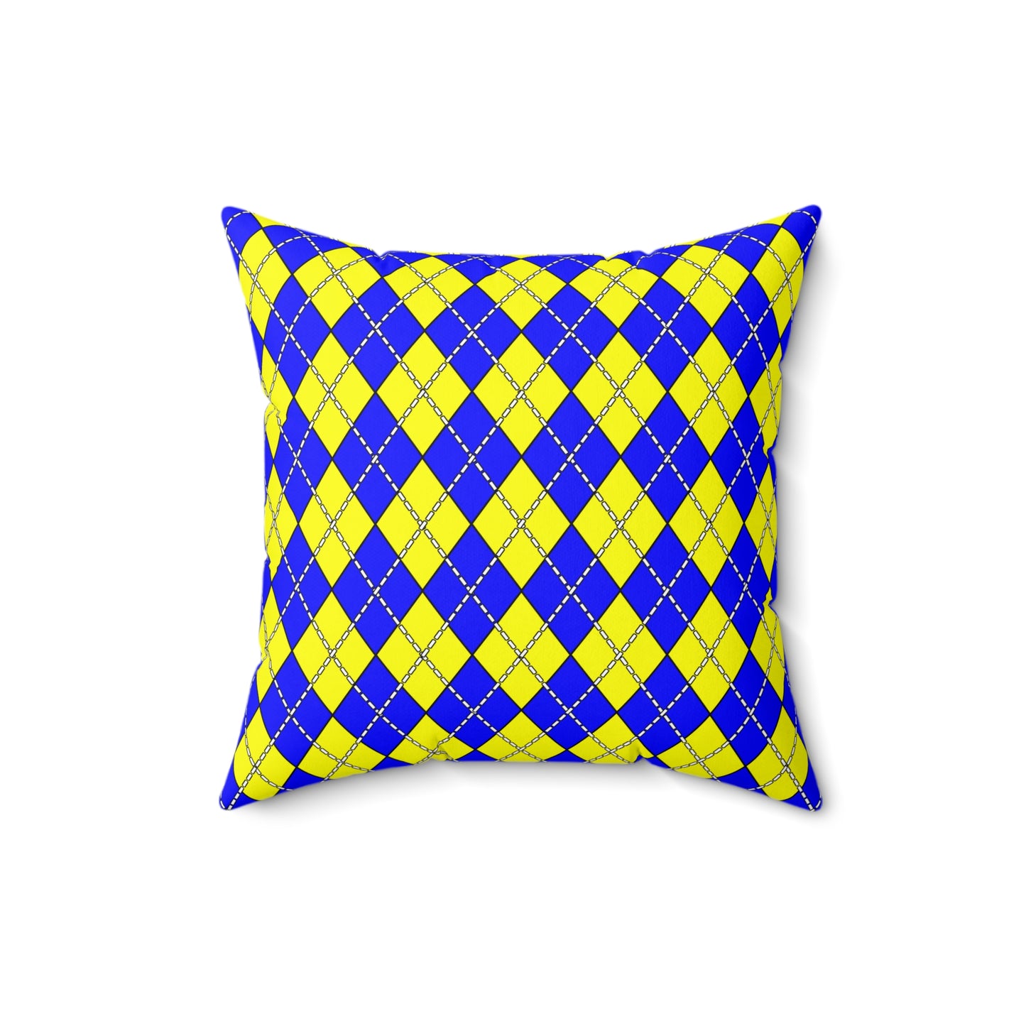 Blue, Yellow Retro Argyle Cushion Pillow