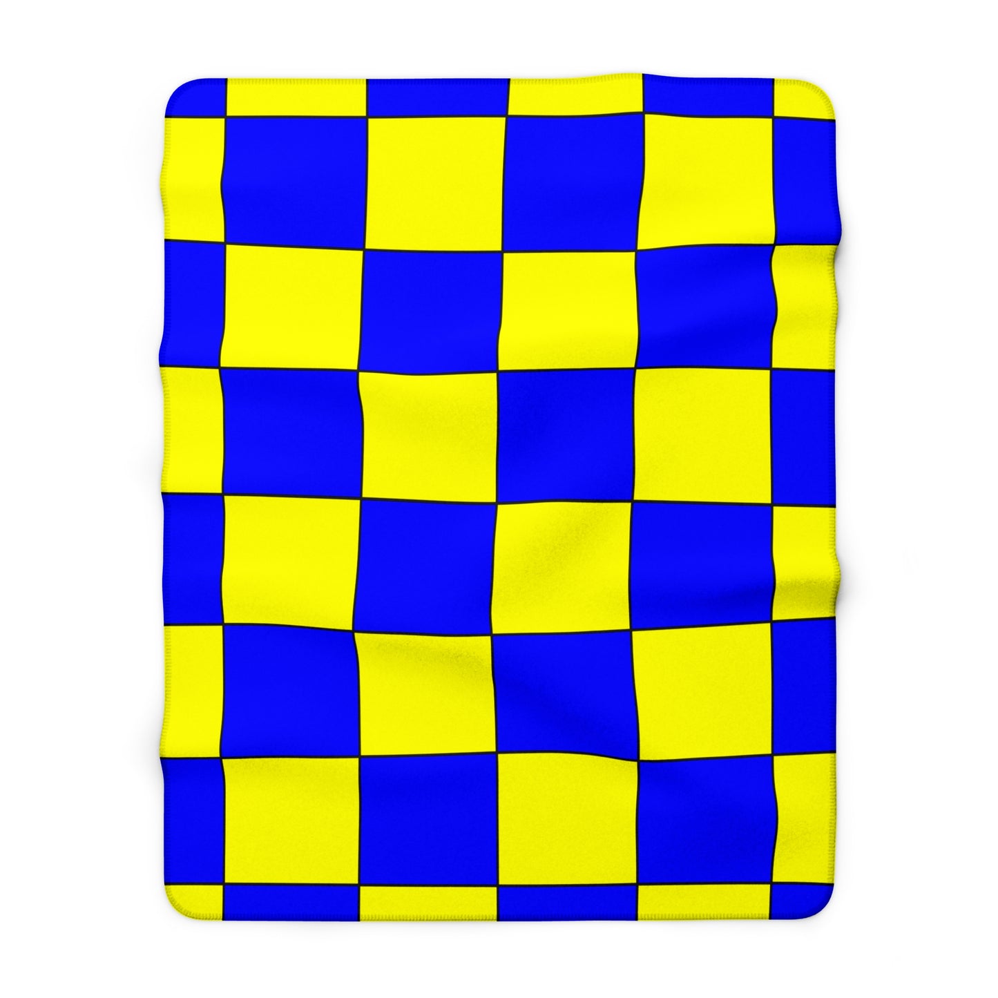 Blue, Yellow Retro Check Blanket Throw