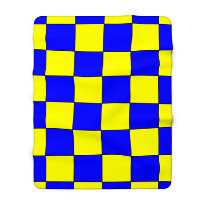 Blue, Yellow Retro Check Blanket Throw