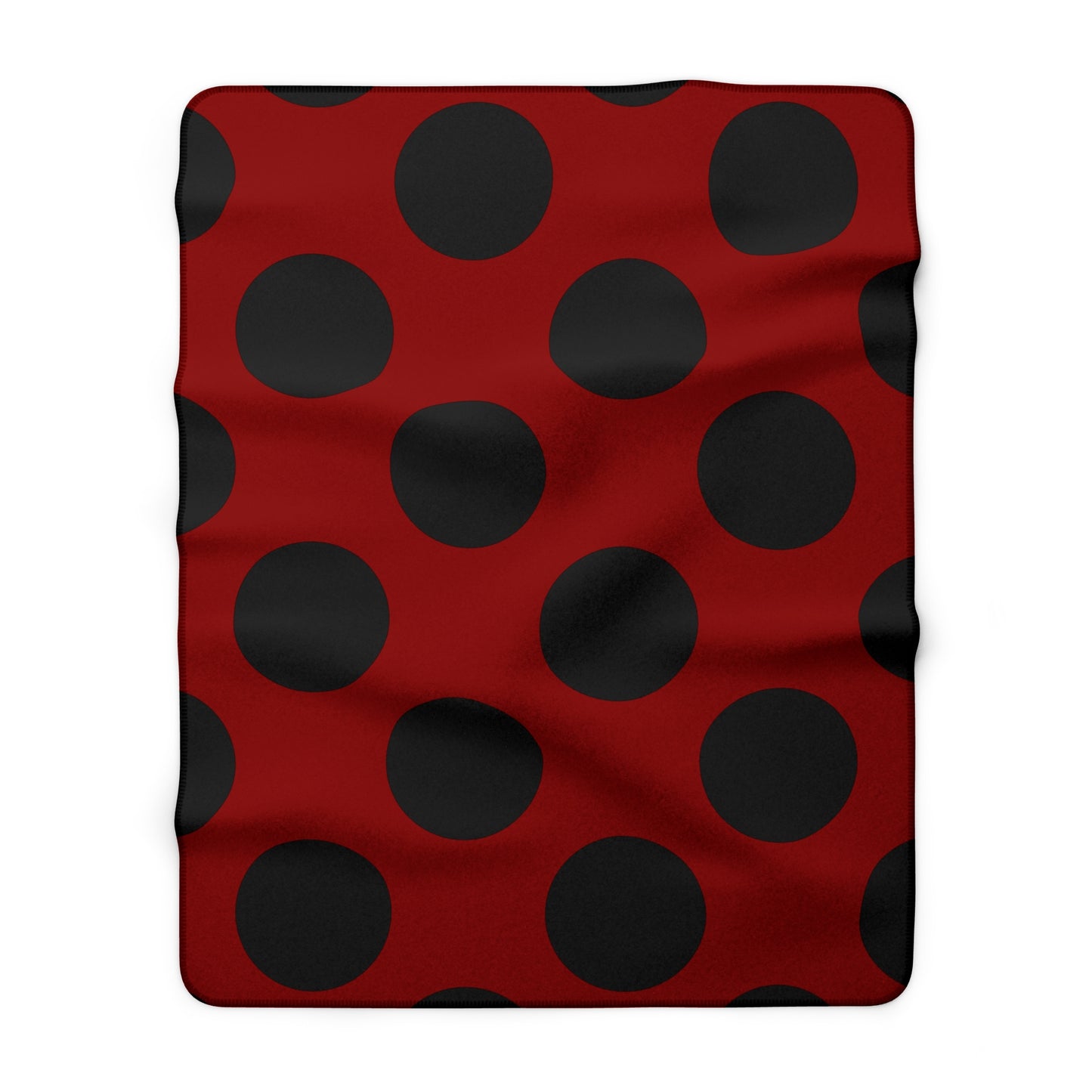 Dark Red, Black Retro Polka Dots Blanket Throw