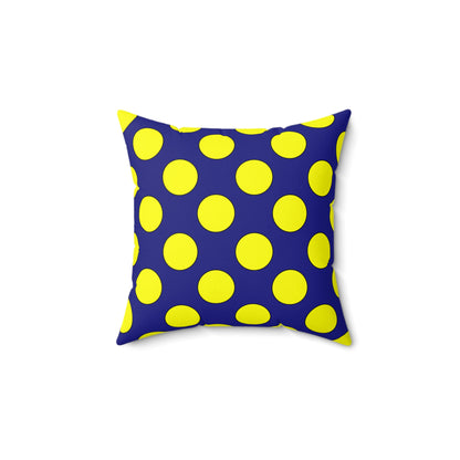 Navy Blue, Yellow Retro Polka Dots Cushion Pillow