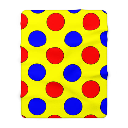 Yellow, Blue, Red Retro Polka Dots Blanket Throw