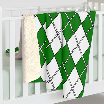Green, White Retro Argyle Blanket Throw