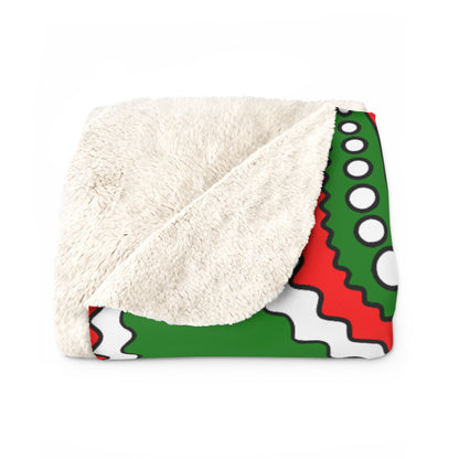 Green, White, Red Retro Paisley Blanket Throw