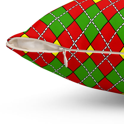 Burkina Faso Retro Argyle Cushion Pillow