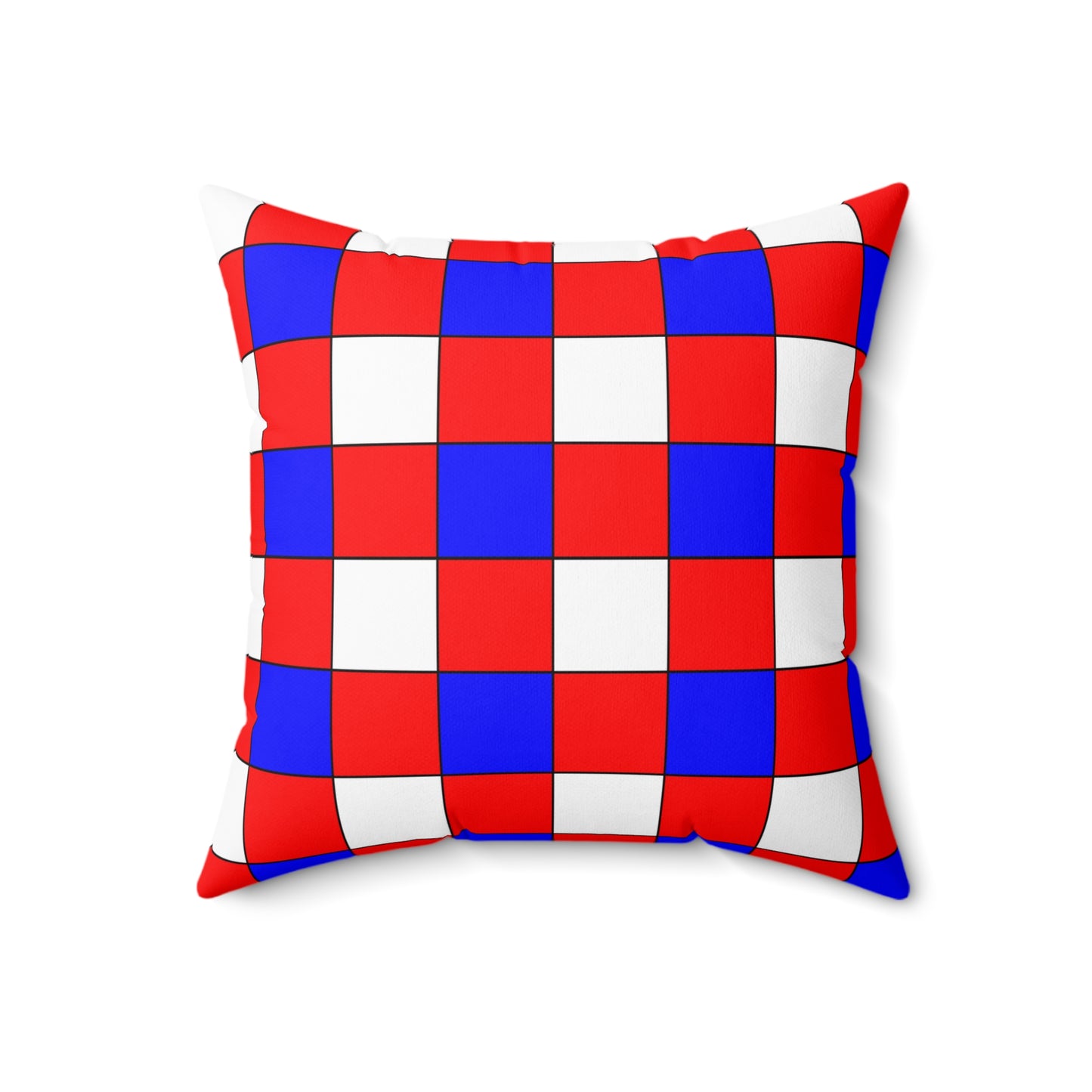 Red, White, Blue Retro Check Cushion Pillow