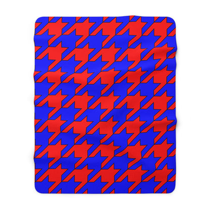 Red, Blue Retro Houndstooth Blanket Throw