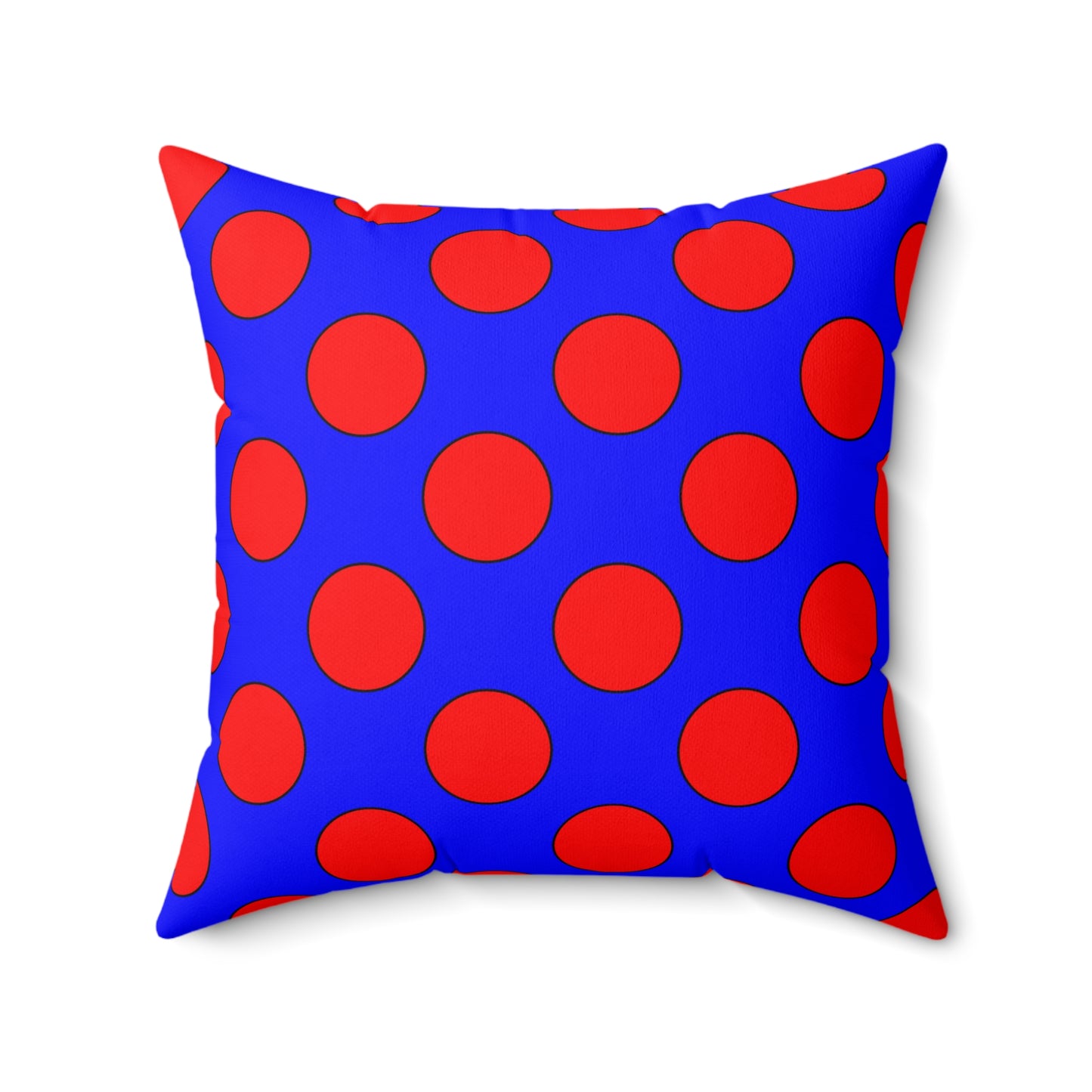 Blue, Red Retro Polka Dots Cushion Pillow