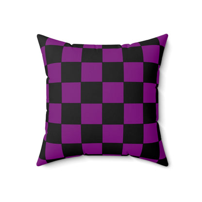 Purple, Black Retro Check Cushion Pillow