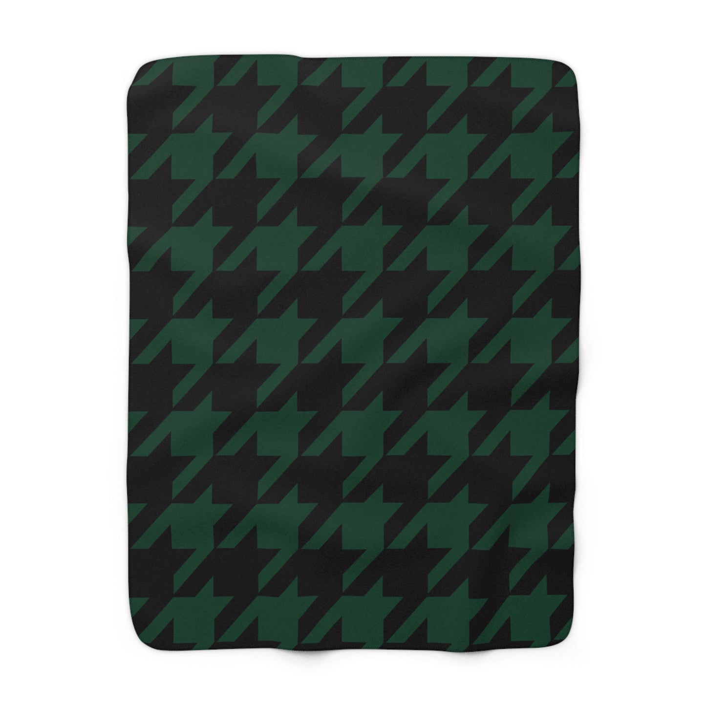 Dark Green, Black Retro Houndstooth Blanket Throw