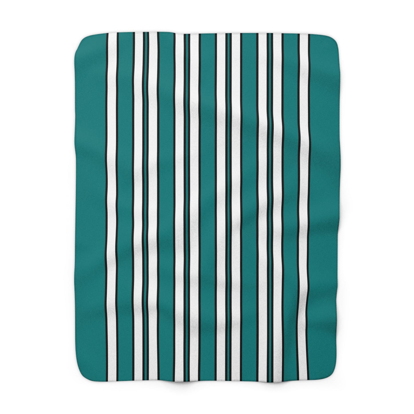 Teal, White Retro Stripes Blanket Throw