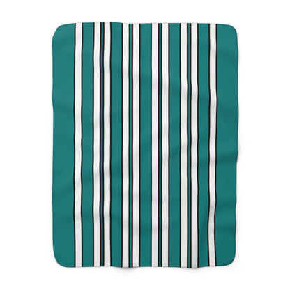 Teal, White Retro Stripes Blanket Throw