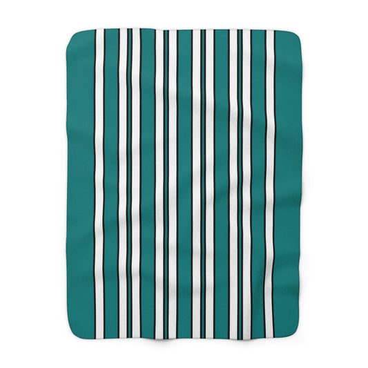Teal, White Retro Stripes Blanket Throw