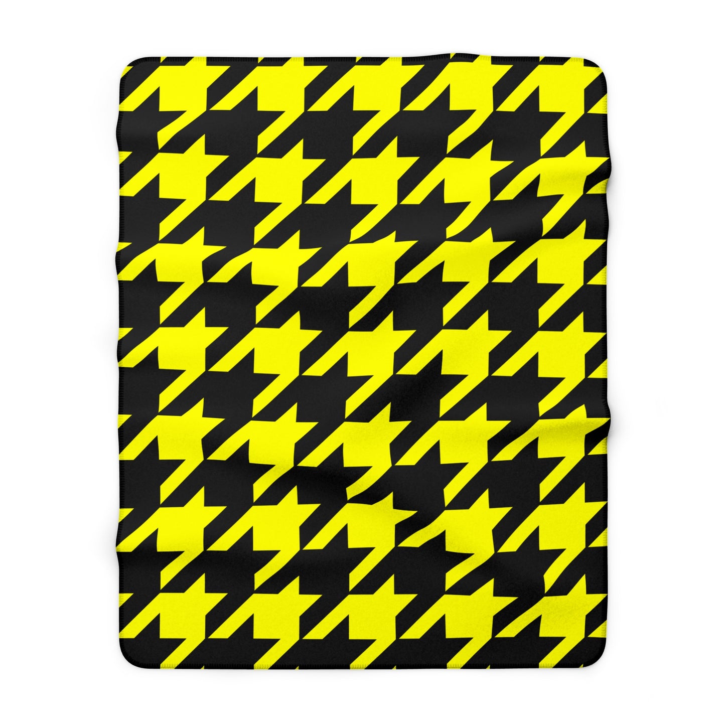 Yellow, Black Retro Houndstooth Blanket Throw