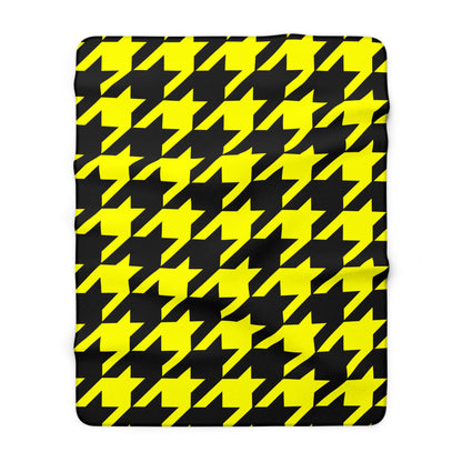 Yellow, Black Retro Houndstooth Blanket Throw
