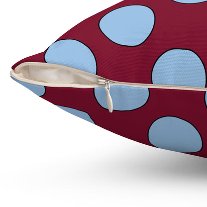 Claret, Blue Retro Polka Cushion Pillow