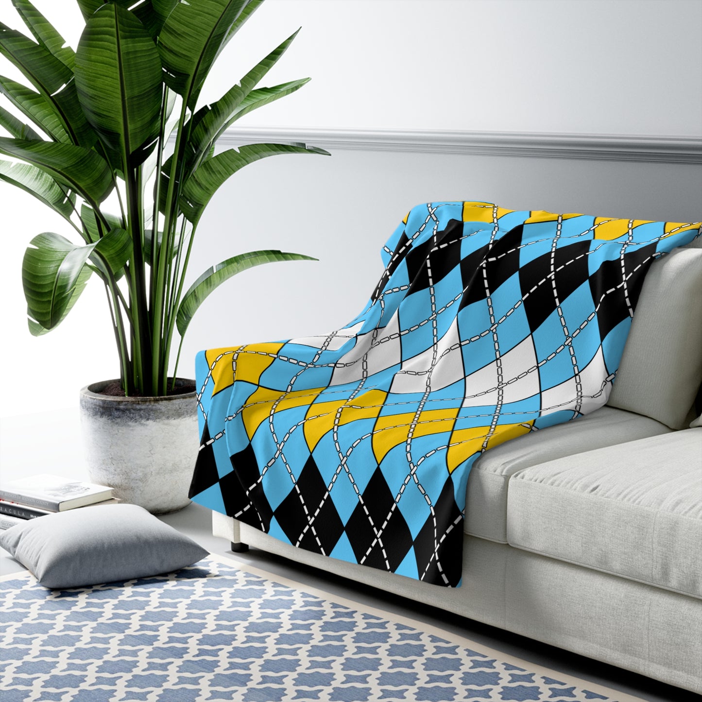Saint Lucia Retro Argyle Blanket Throw