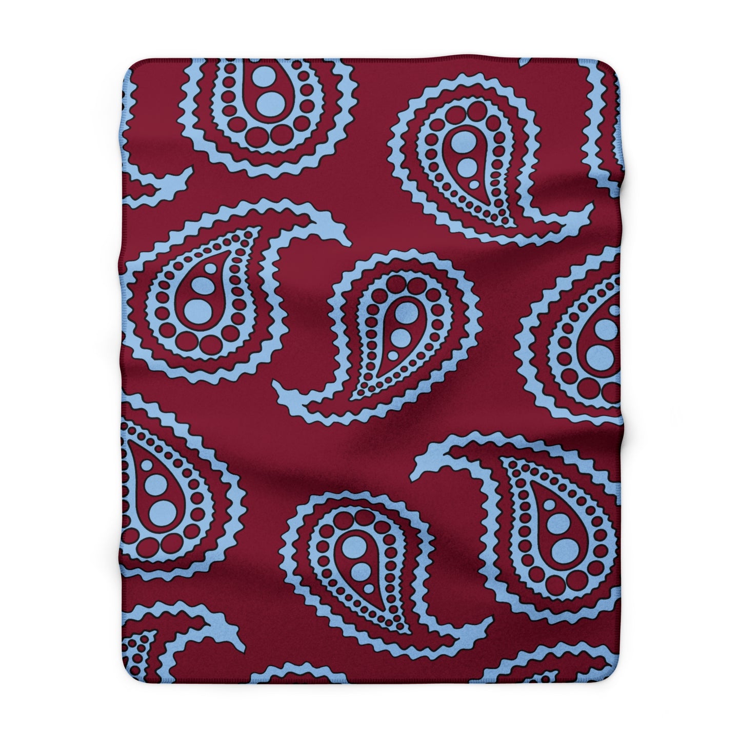 Claret, Blue Retro Paisley Blanket Throw