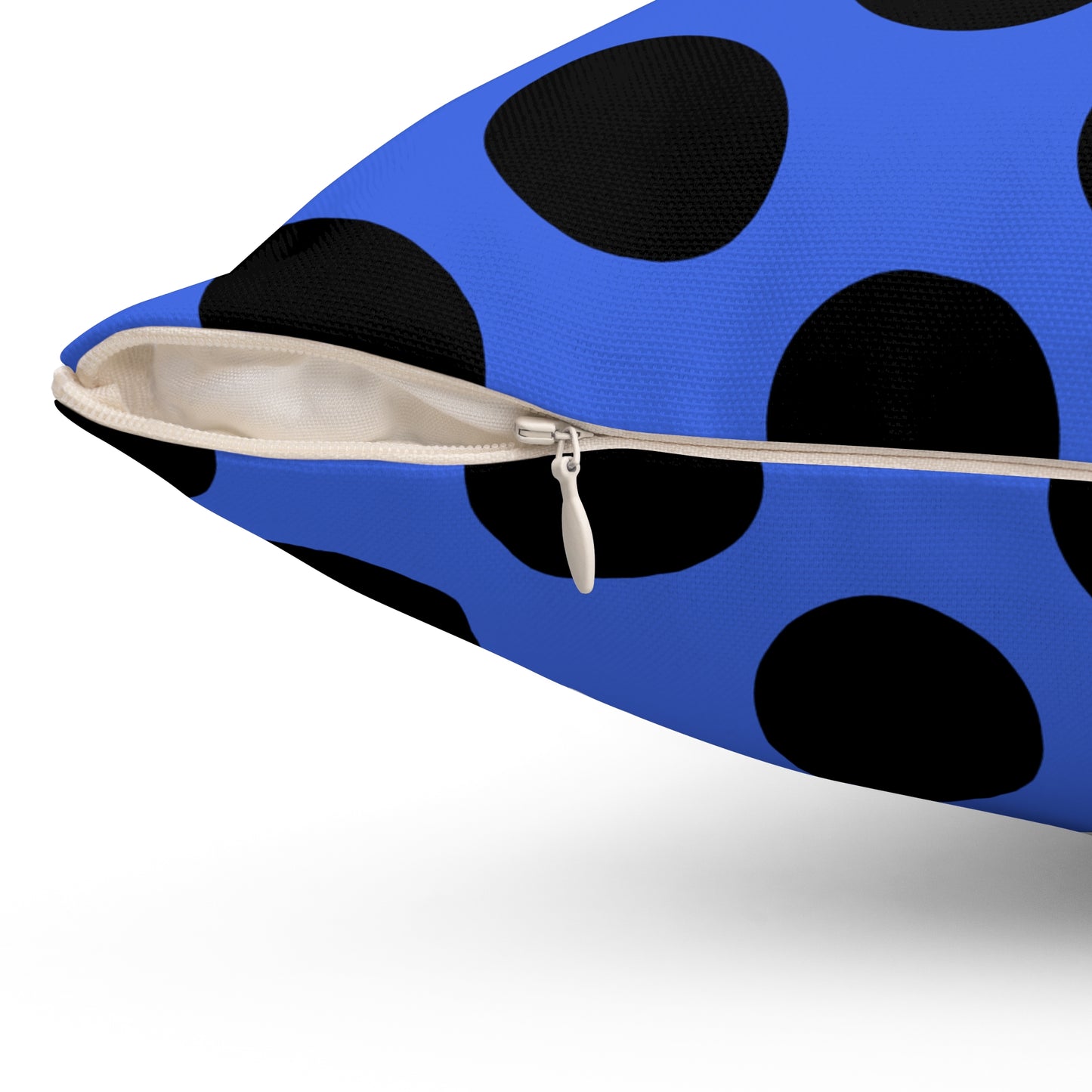 Royal Blue, Black Retro Polka Dots Cushion Pillow