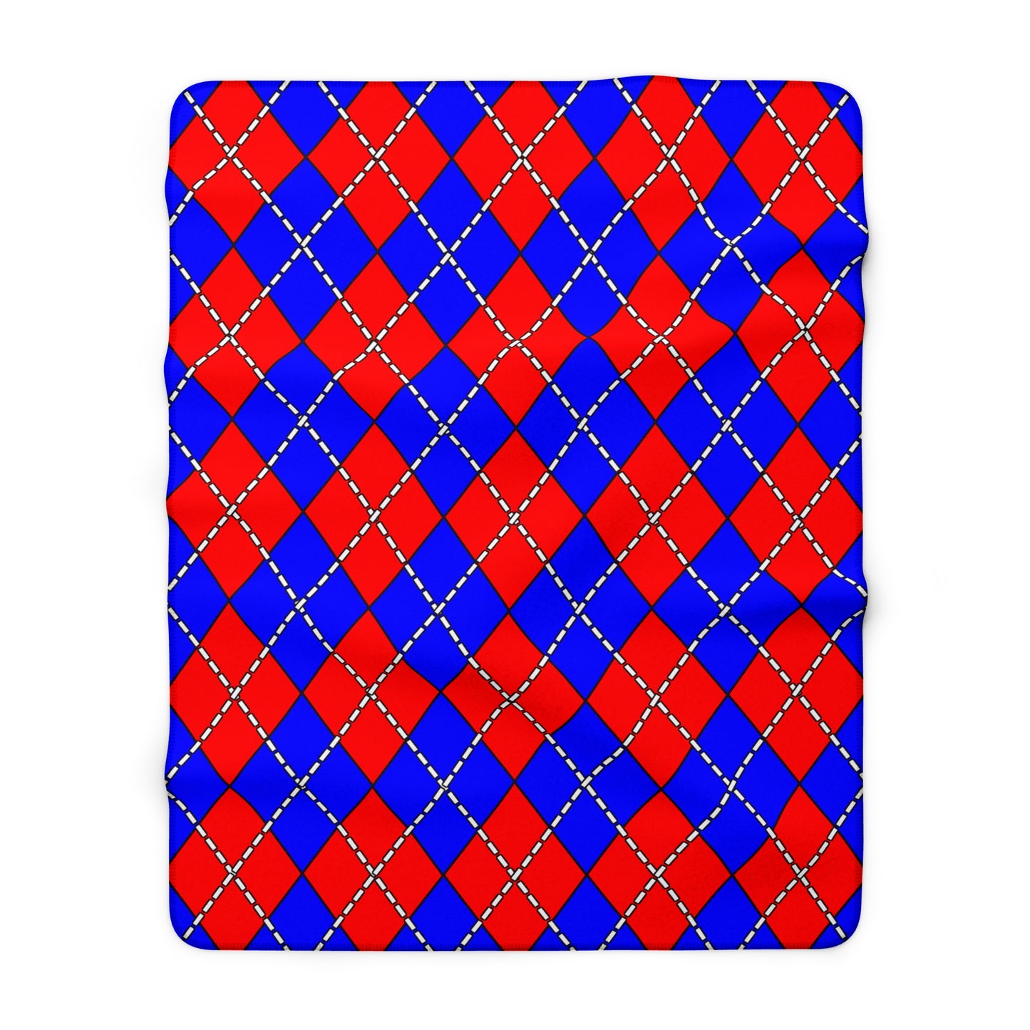 Blue, Red Retro Argyle Blanket Throw