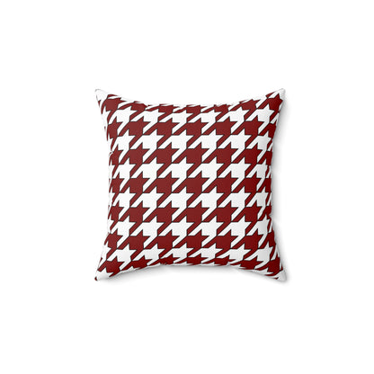 Maroon, White Retro Houndstooth Cushion Pillow