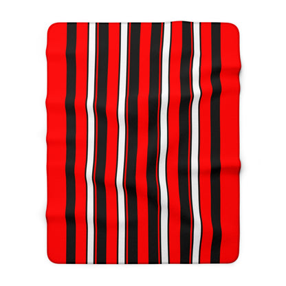 Red, Black, White Retro Stripes Blanket Throw
