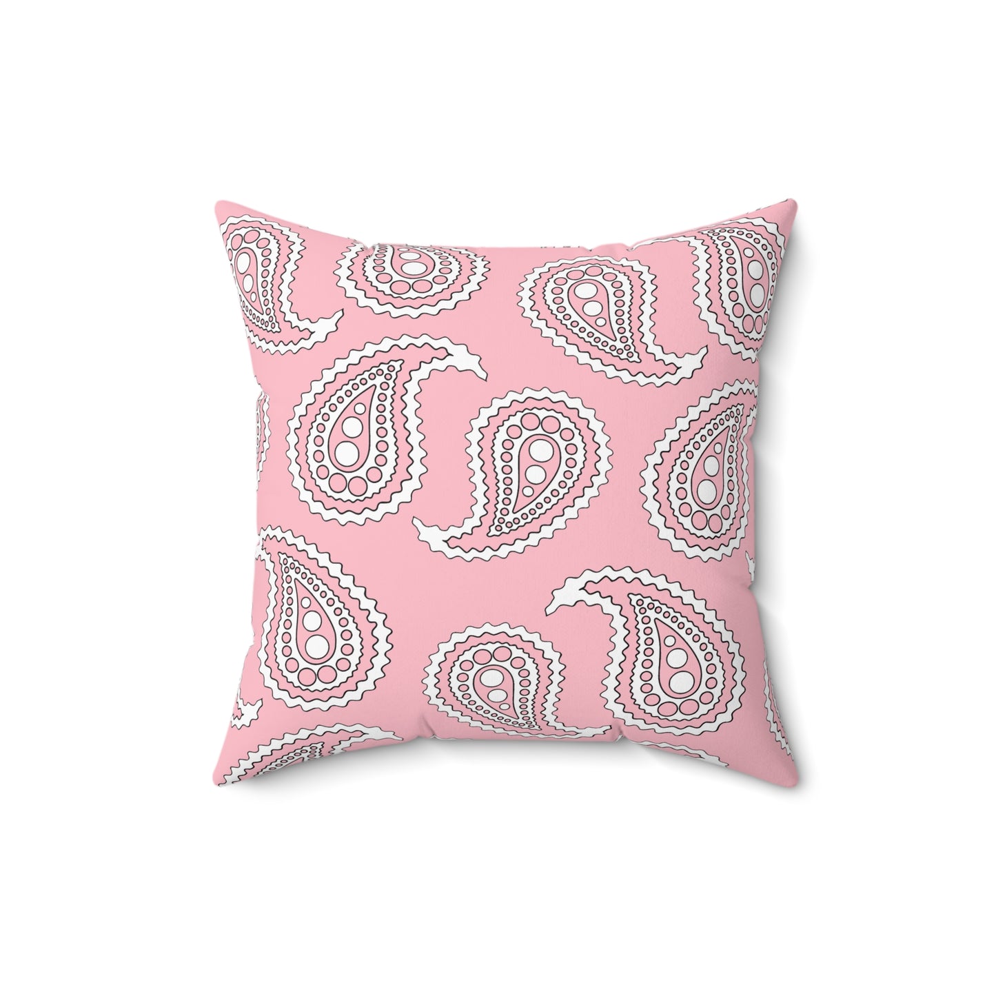 Pink, White Retro Paisley Cushion Pillow
