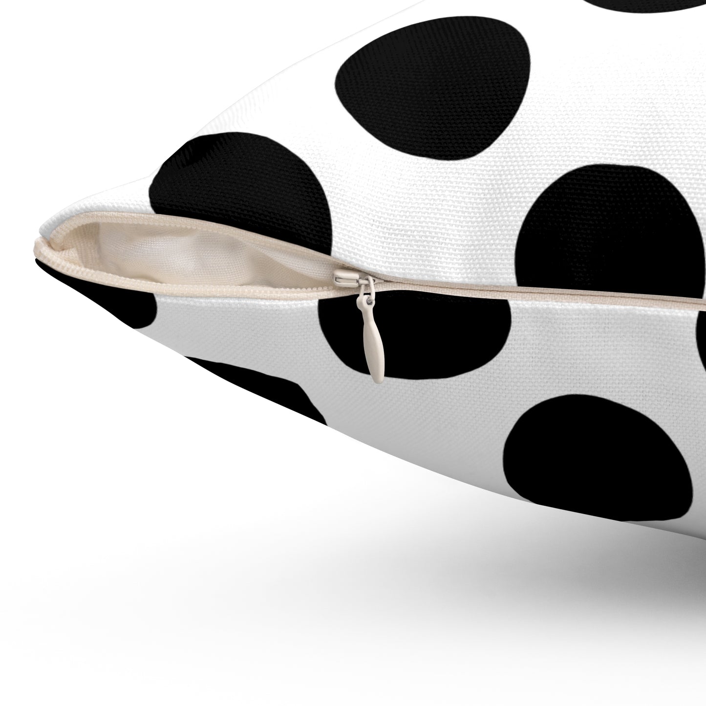White, Black Retro Polka Dots Cushion Pillow