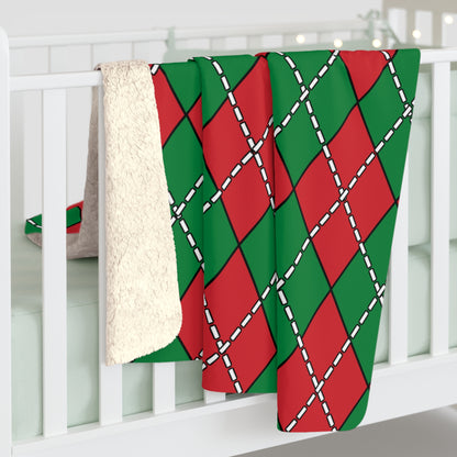 Turkmenistan Retro Argyle Blanket Throw
