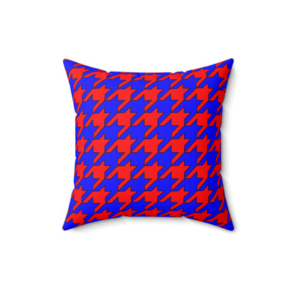 Red, Blue Retro Houndstooth Cushion Pillow