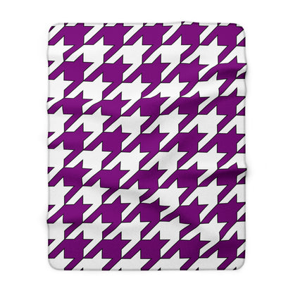 Purple, White Retro Houndstooth Blanket Throw