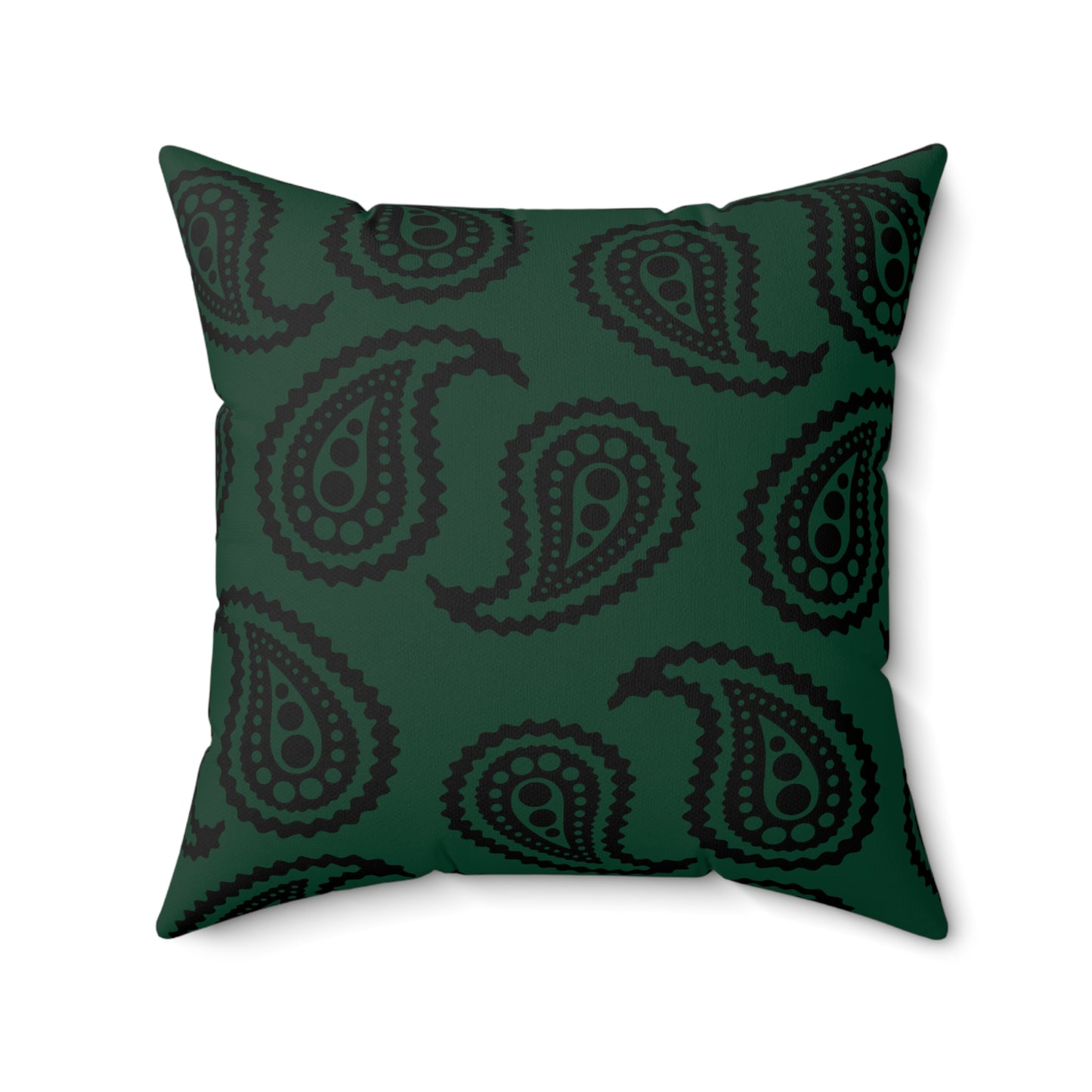 Dark Green, Black Retro Paisley Cushion Pillow