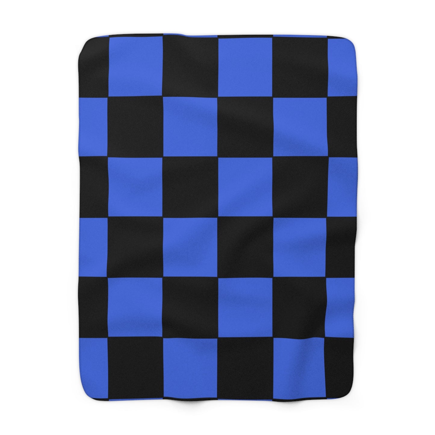 Royal Blue, Black Retro Check Blanket Throw