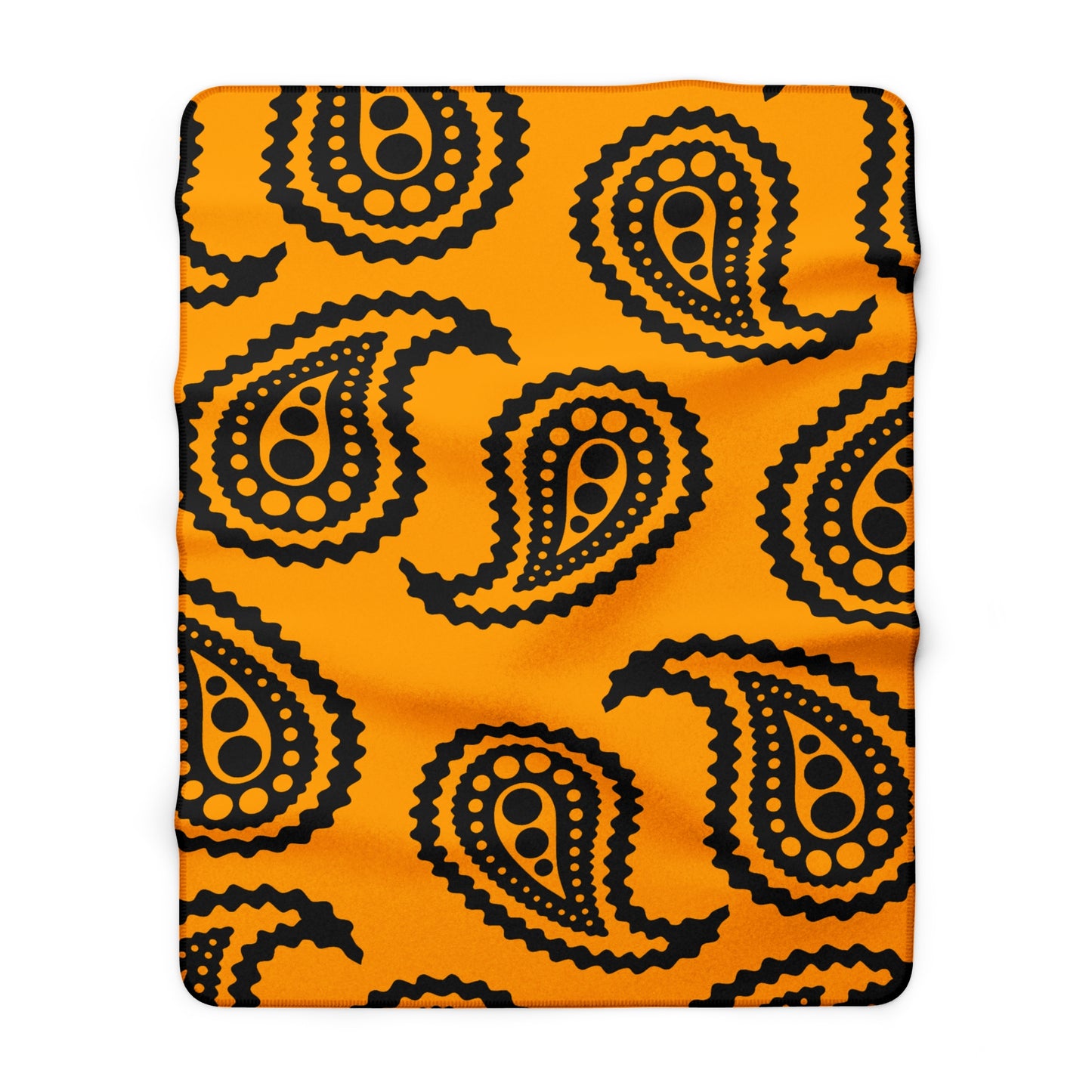Orange, Black Retro Paisley Blanket Throw