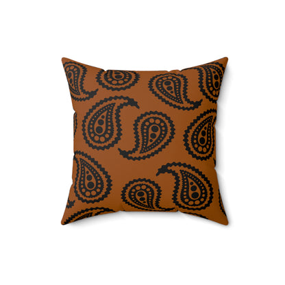 Brown, Black Retro Paisley Cushion Pillow