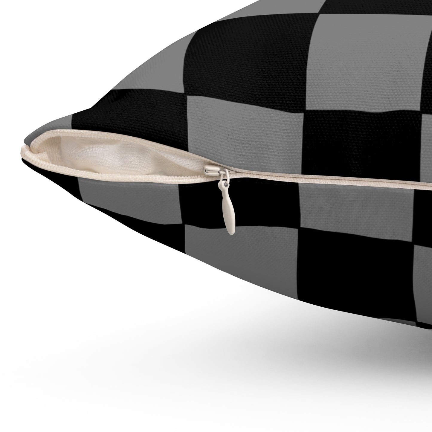 Grey, Black Retro Check Cushion Pillow