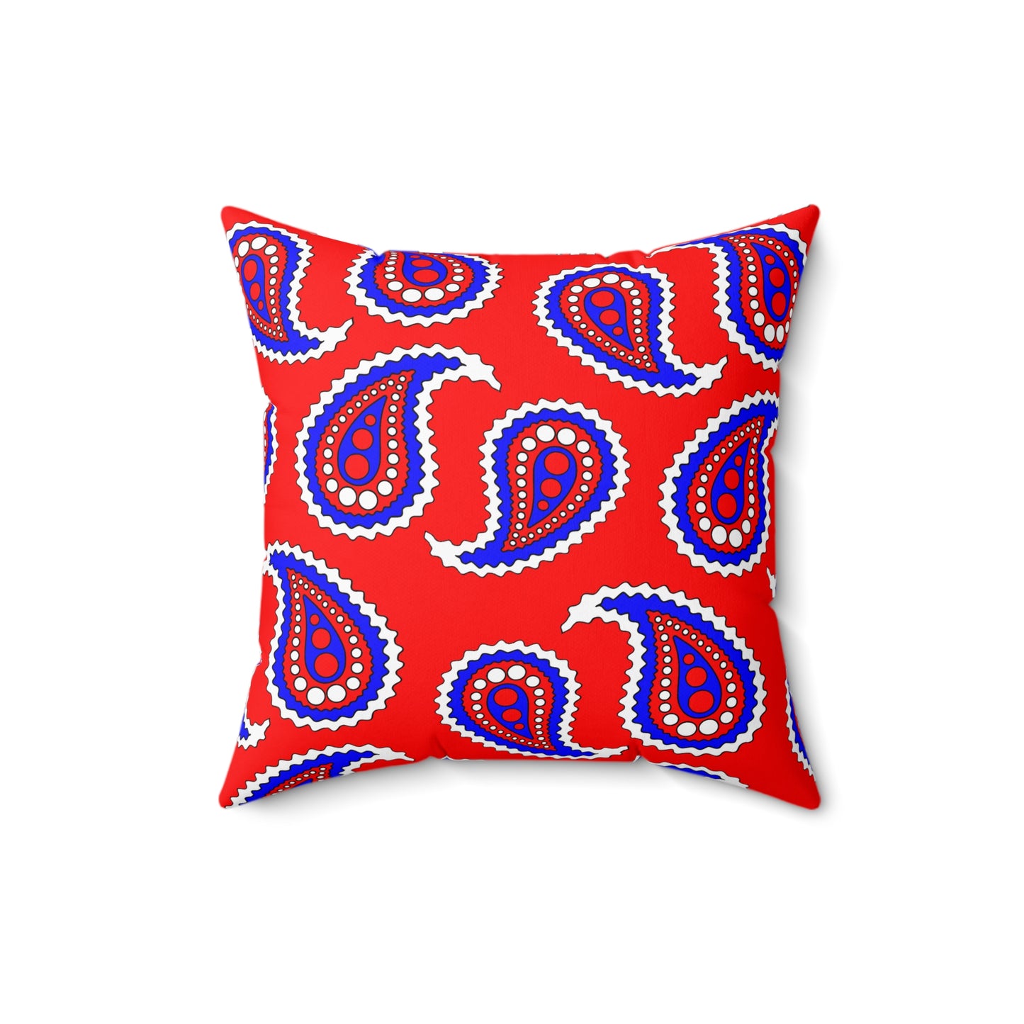 Red, White, Blue Retro Paisley Cushion Pillow
