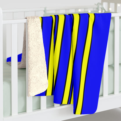 Blue, Yellow Retro Stripes Blanket Throw