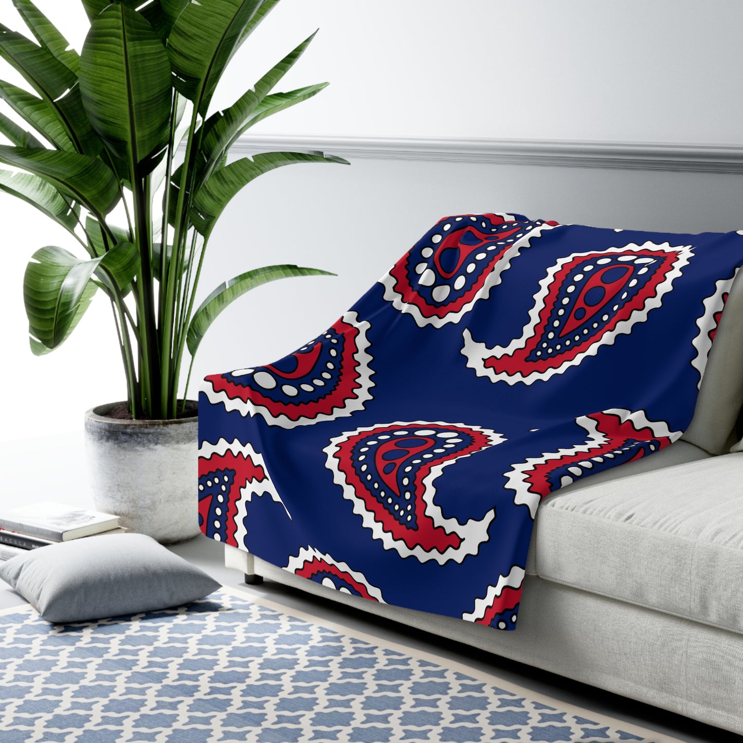 Ascension Island Retro Paisley Blanket Throw