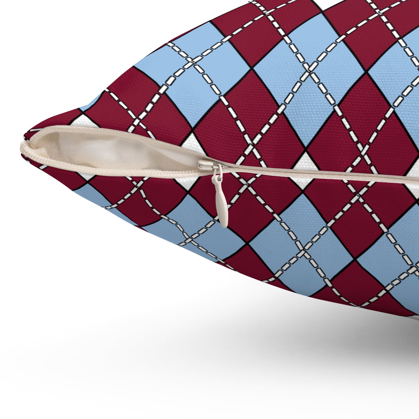 Claret, Blue, White Retro Argyle Cushion Pillow